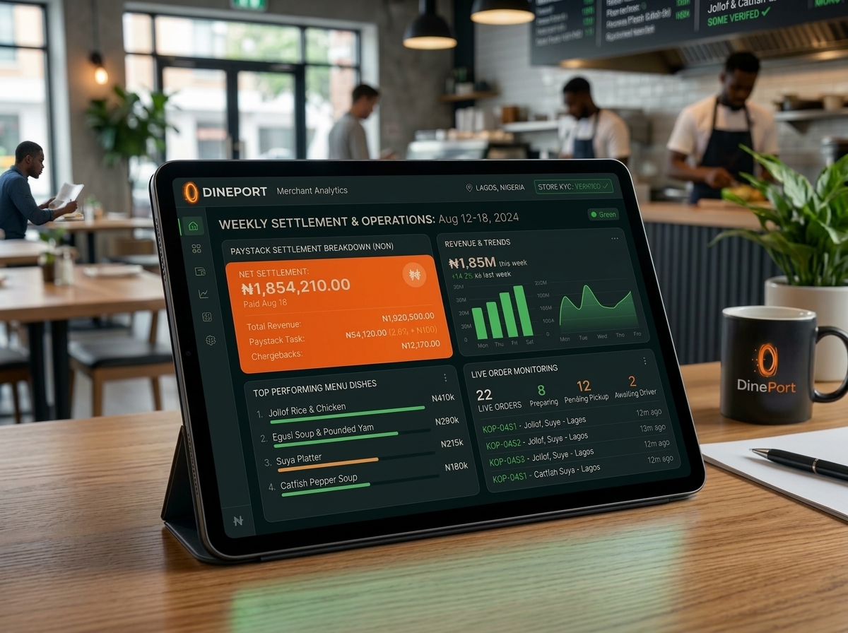 DinePort Weekly Settlement and Paystack Analytics Dashboard
